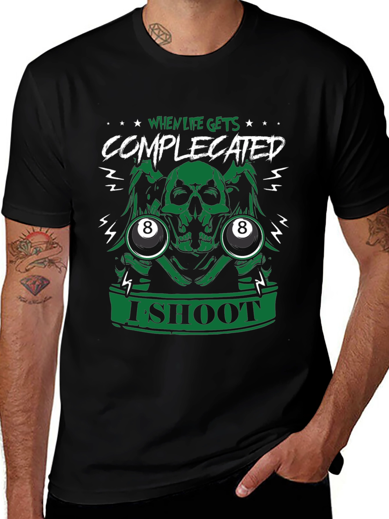 Complicated Life Skull 8-Ball Graphic Tee