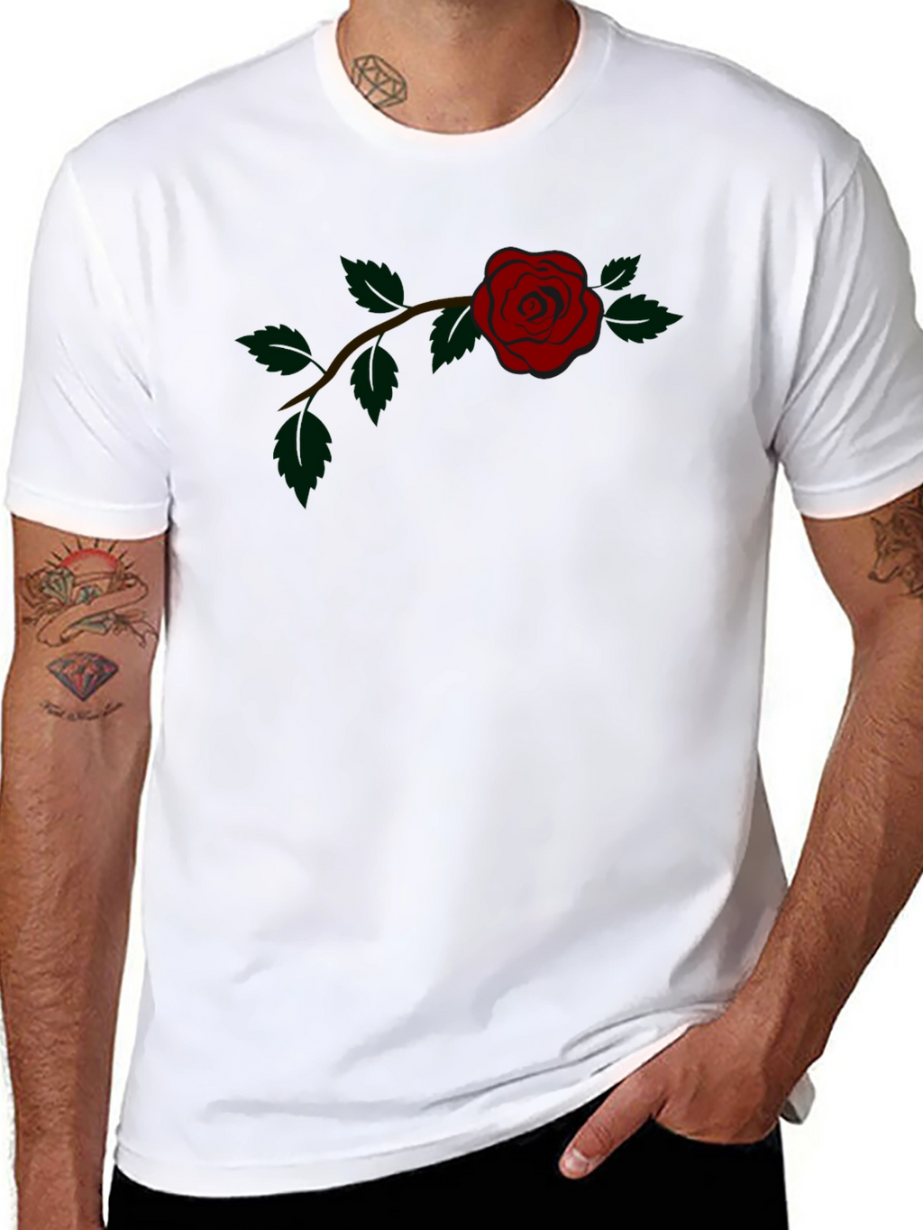 Rose Graphic Tee - Classic Black Cotton