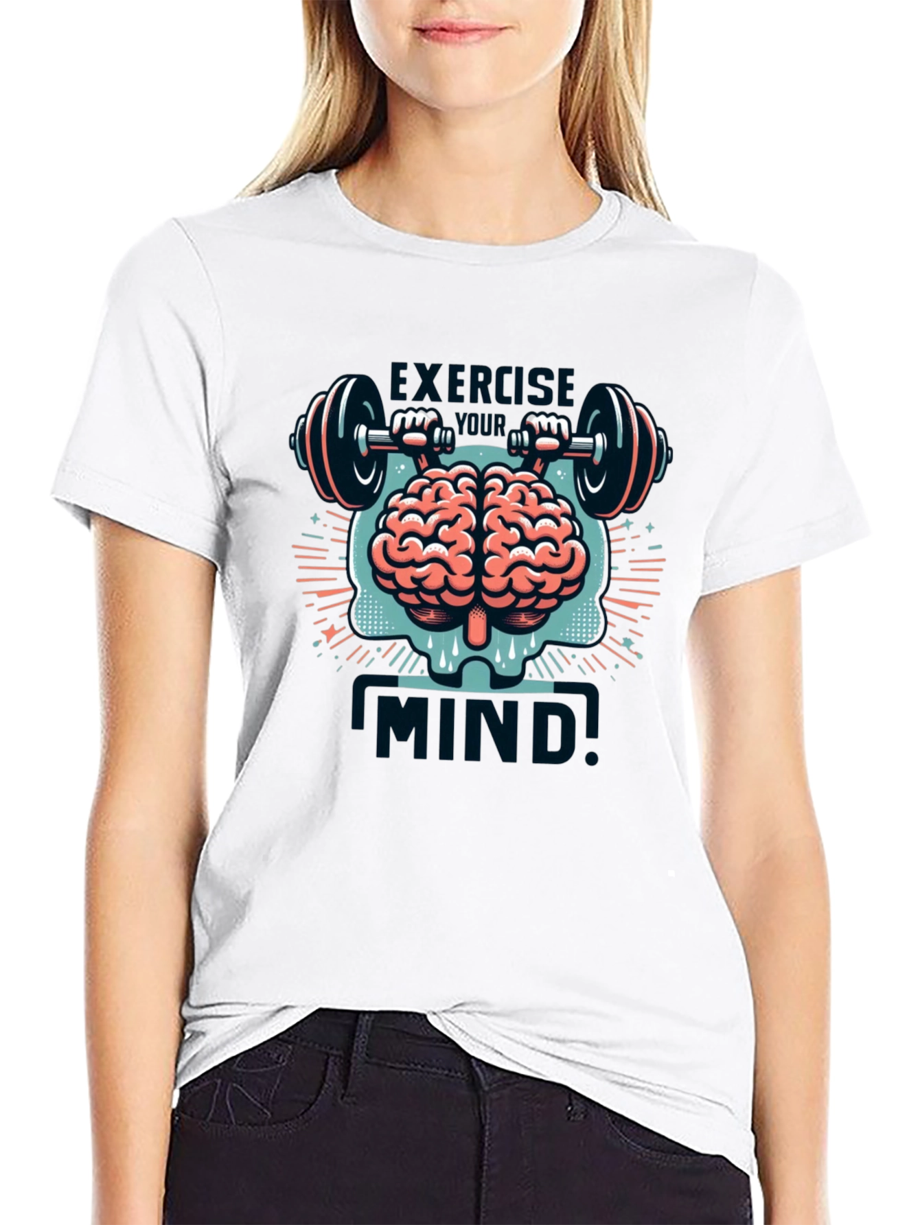 Exercise Mind T-Shirt - Brain & Barbell Design