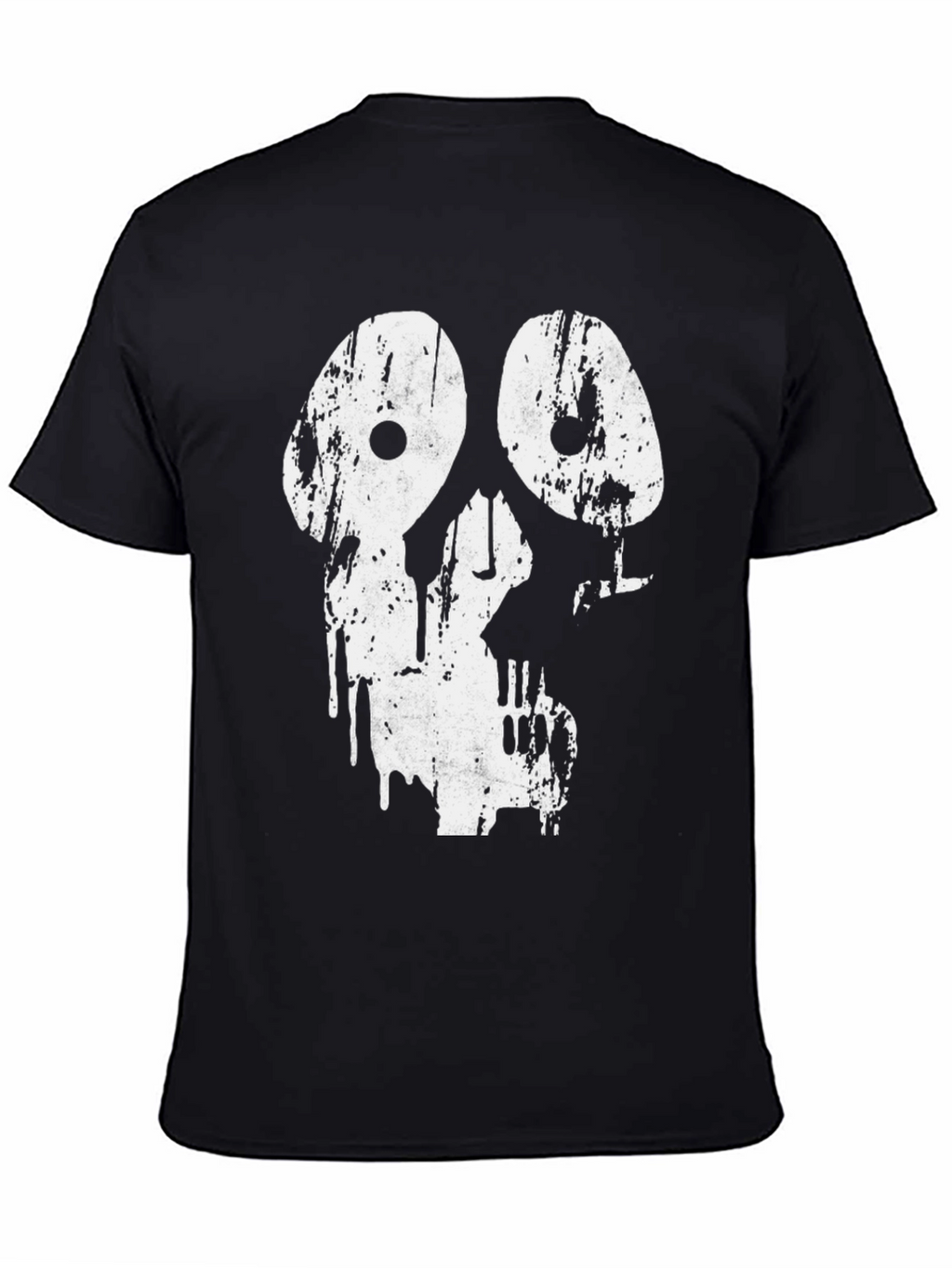 Distressed Skull Graphic Tee - Black Cotton