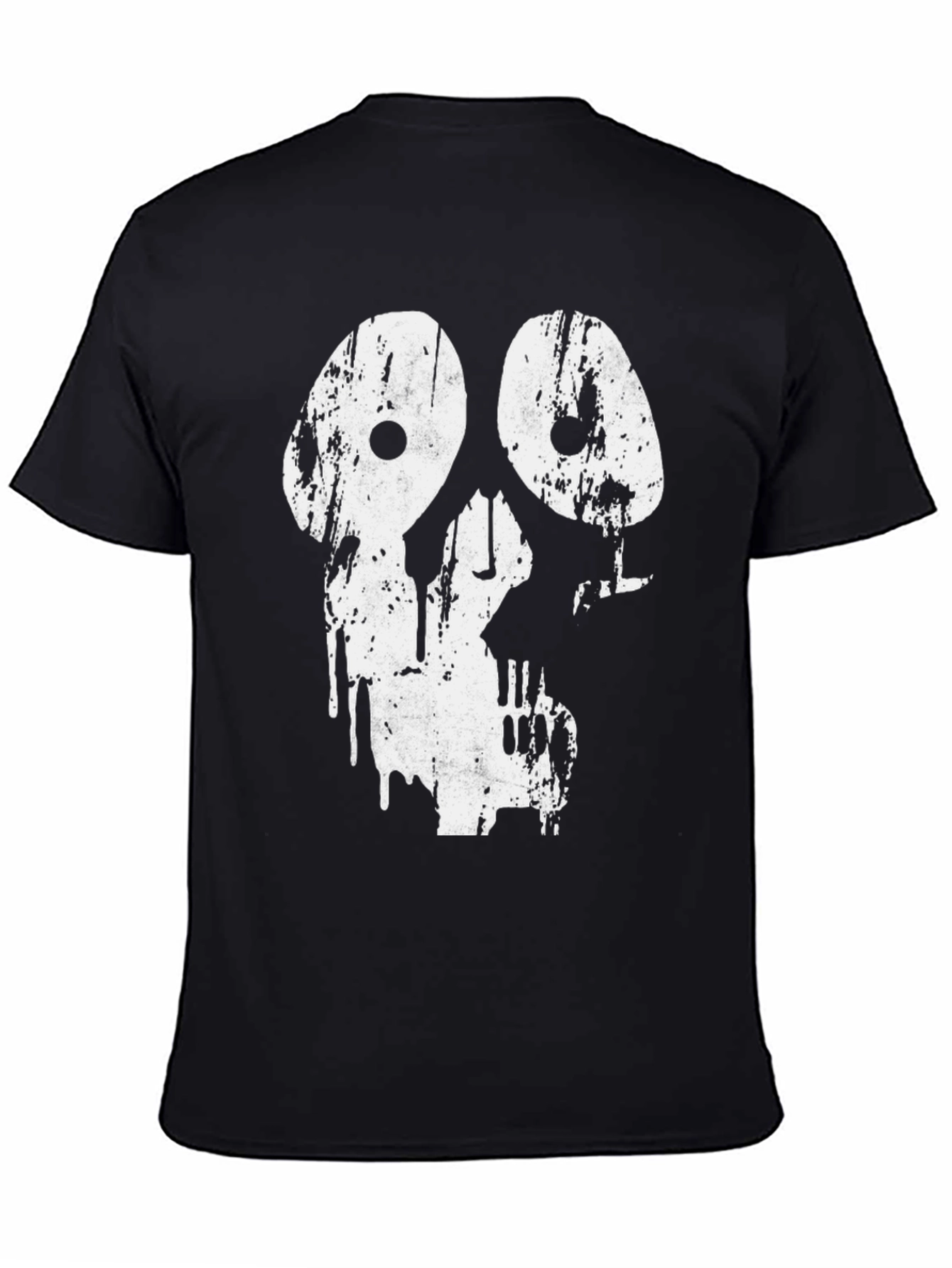 Distressed Skull Graphic Tee - Black Cotton