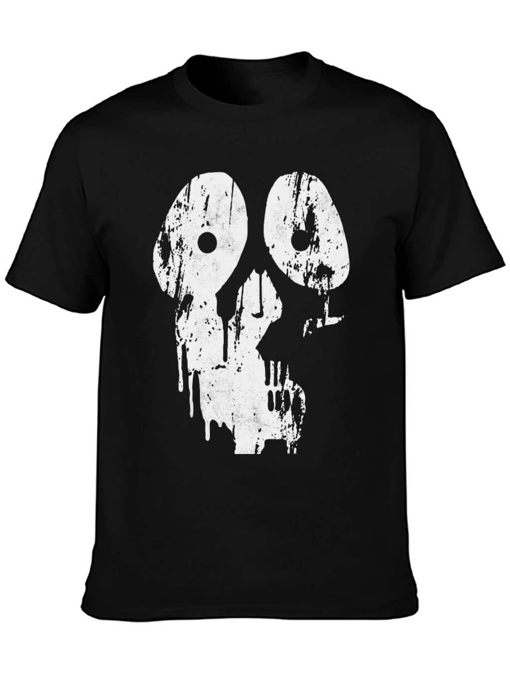 Distressed Skull Graphic Tee - Black Cotton