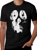 Distressed Skull Graphic Tee - Black Cotton
