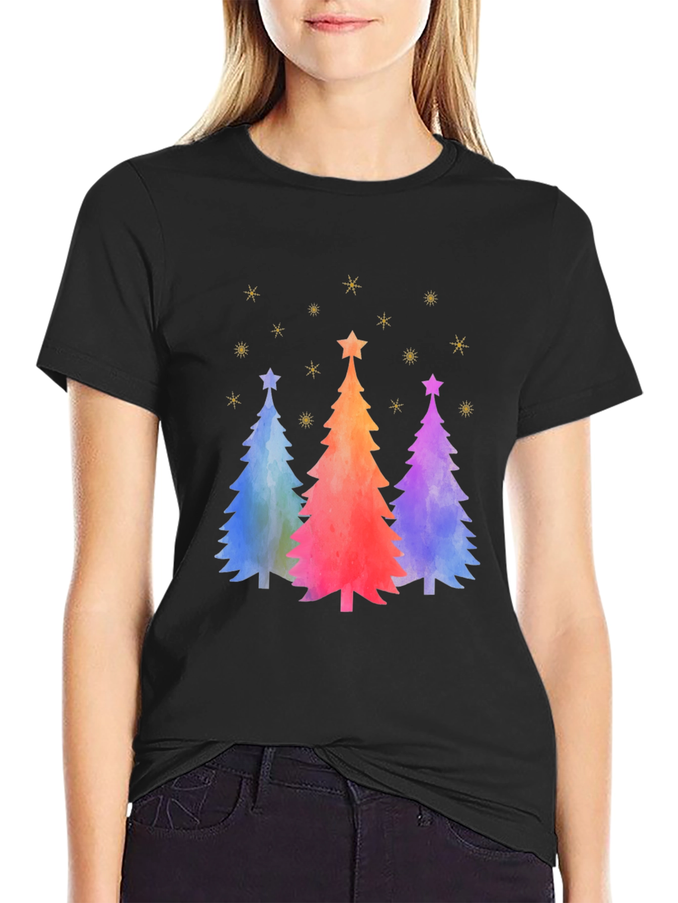 Festive Watercolor Christmas Tree T-Shirt