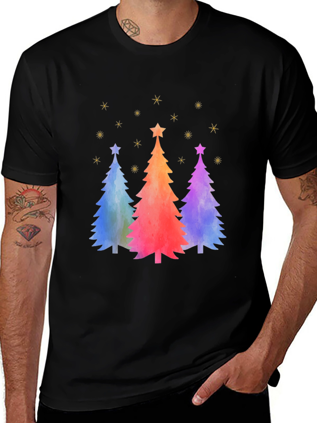 Festive Watercolor Christmas Tree T-Shirt