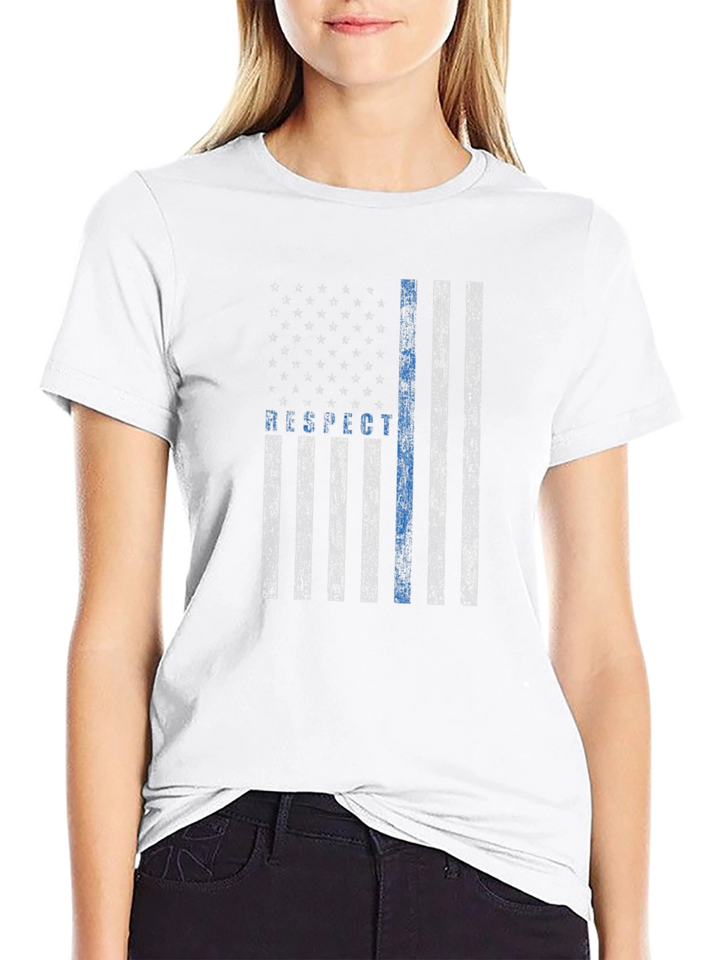 Respect the Blue Line Flag T-Shirt
