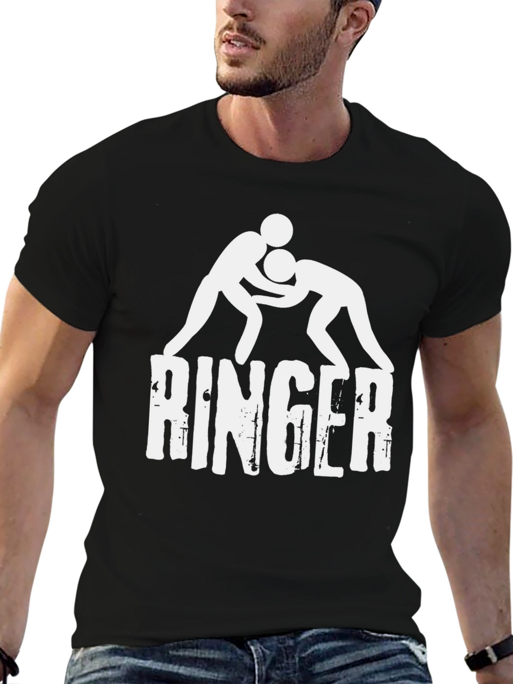 Ringer Wrestling Graphic Tee - Black