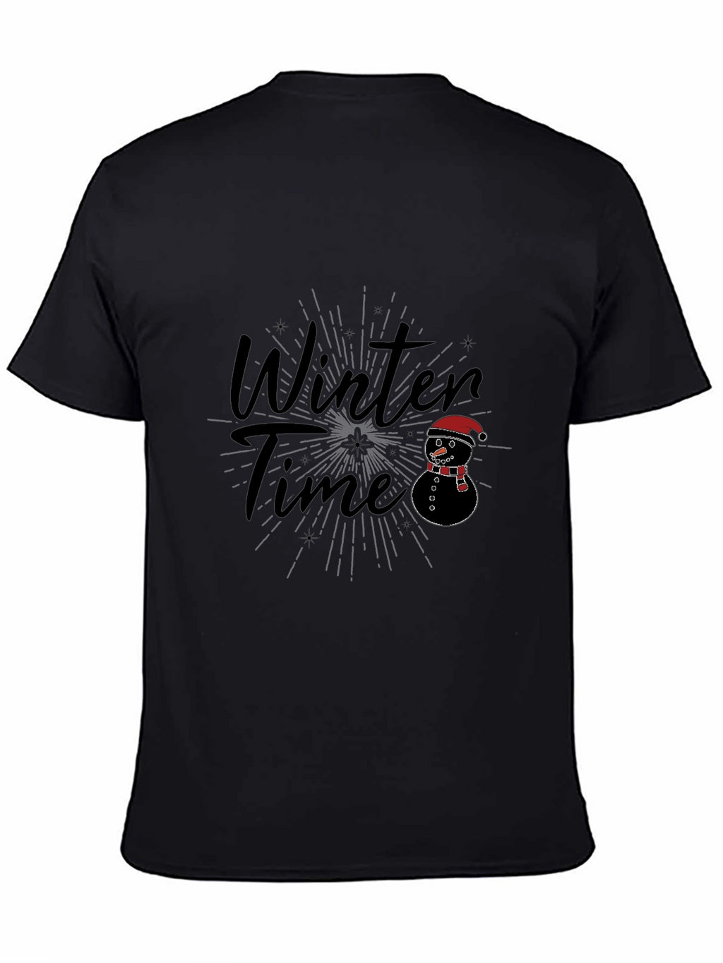 Winter Time Snowman Graphic Tee - Black