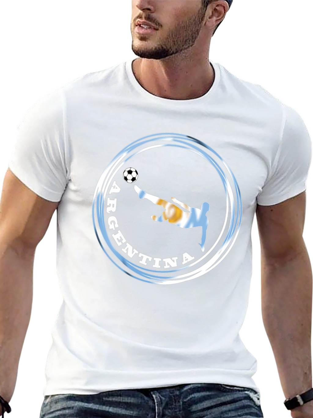 Argentina Soccer Graphic T-Shirt - Black Cotton Tee