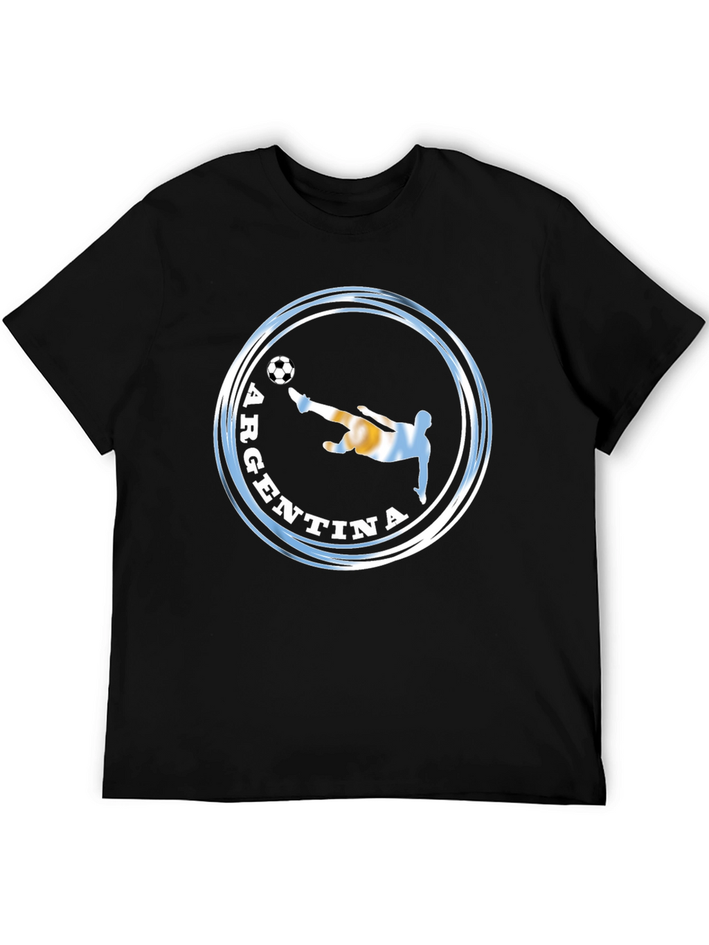 Argentina Soccer Graphic T-Shirt - Black Cotton Tee