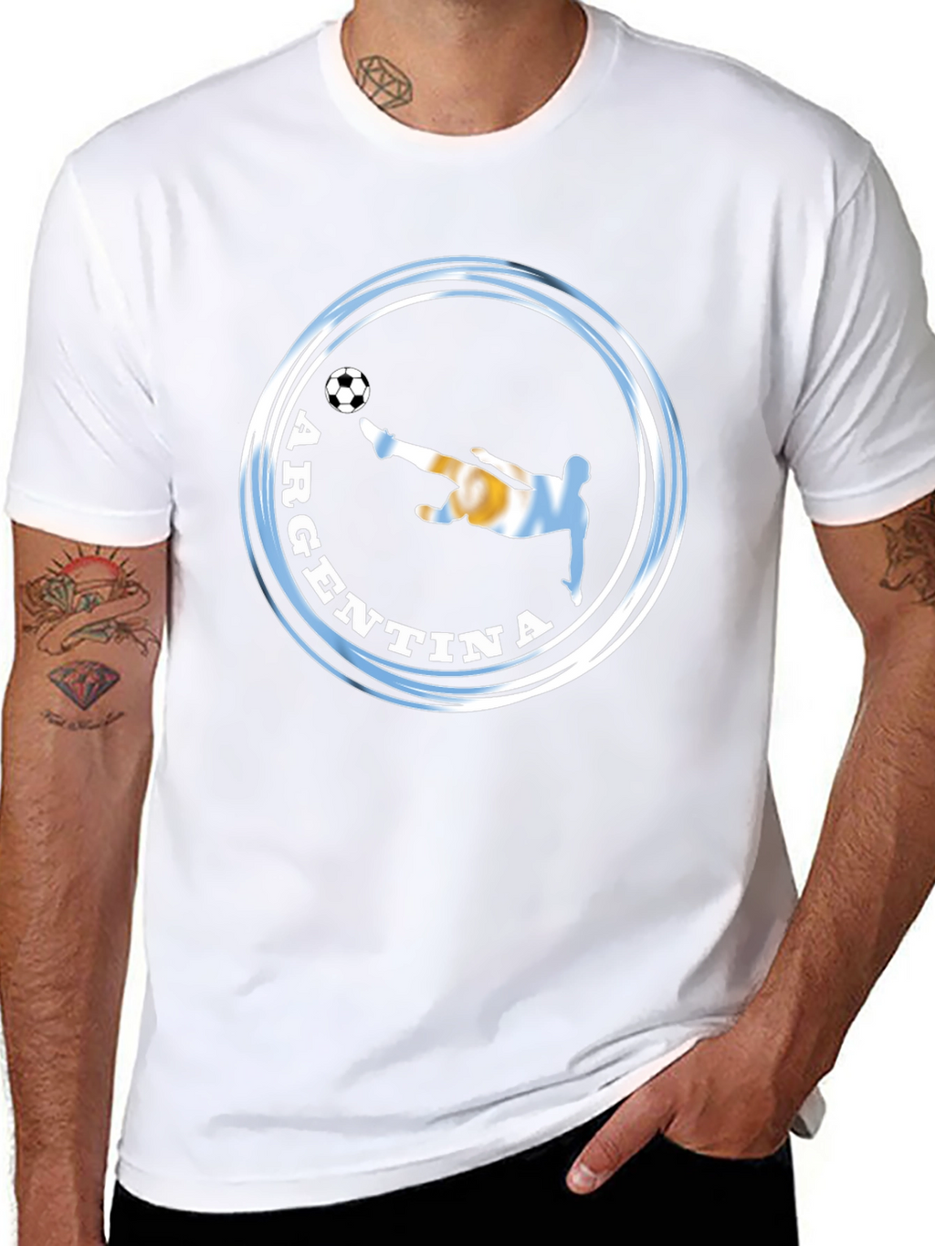 Argentina Soccer Graphic T-Shirt - Black Cotton Tee