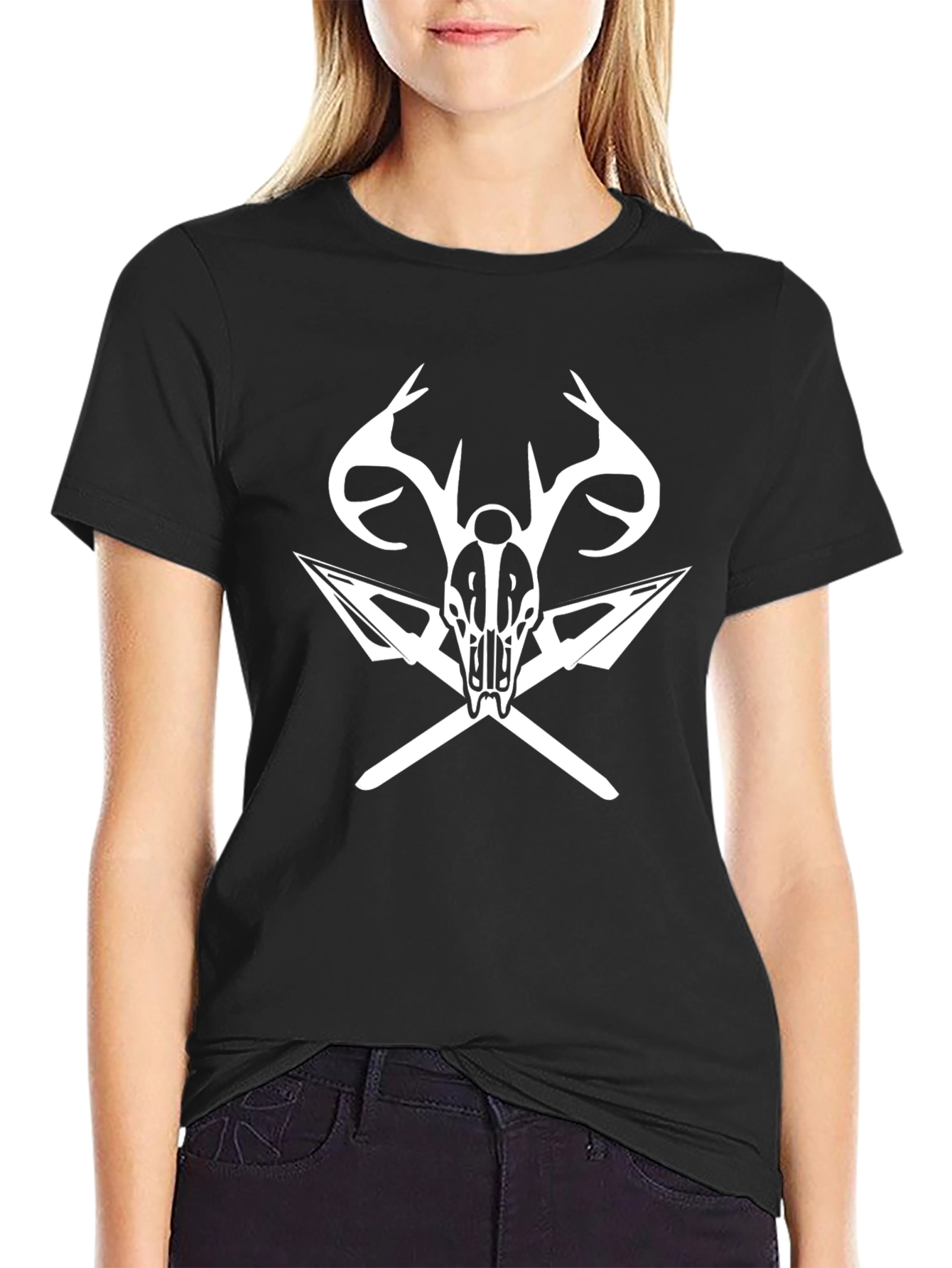 Skull & Arrows Graphic Tee - Black Cotton Blend