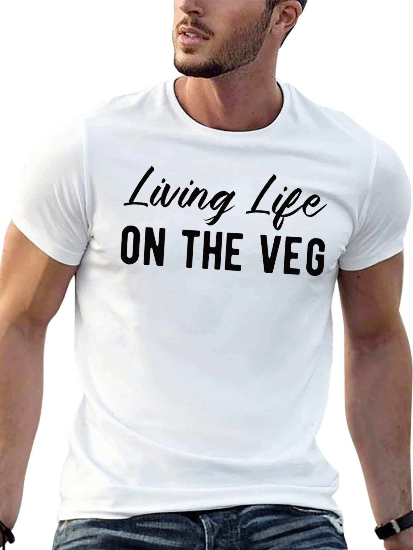 Living Life on the Veg Black Graphic T-Shirt