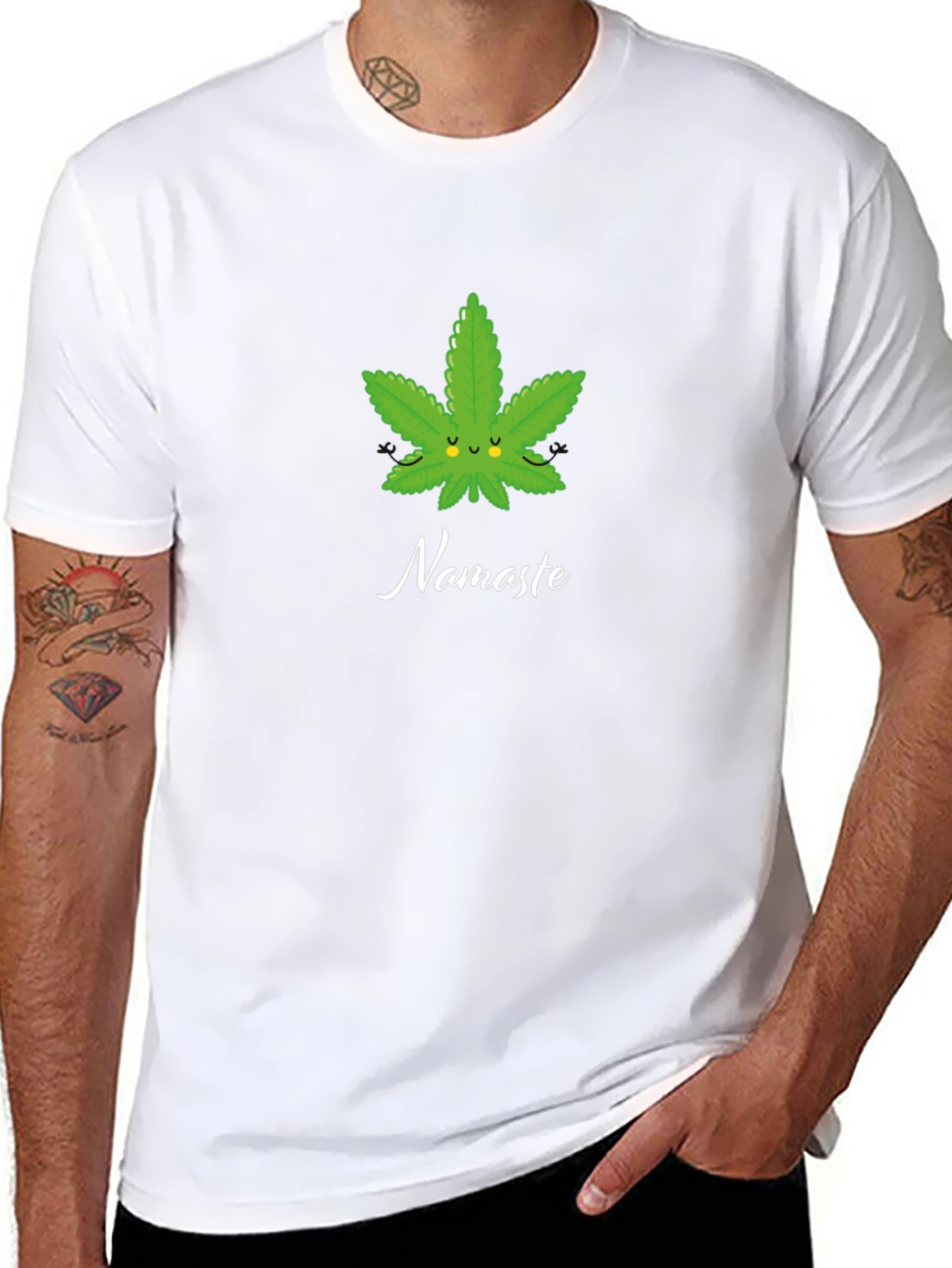 Namaste Weed Leaf Graphic T-Shirt