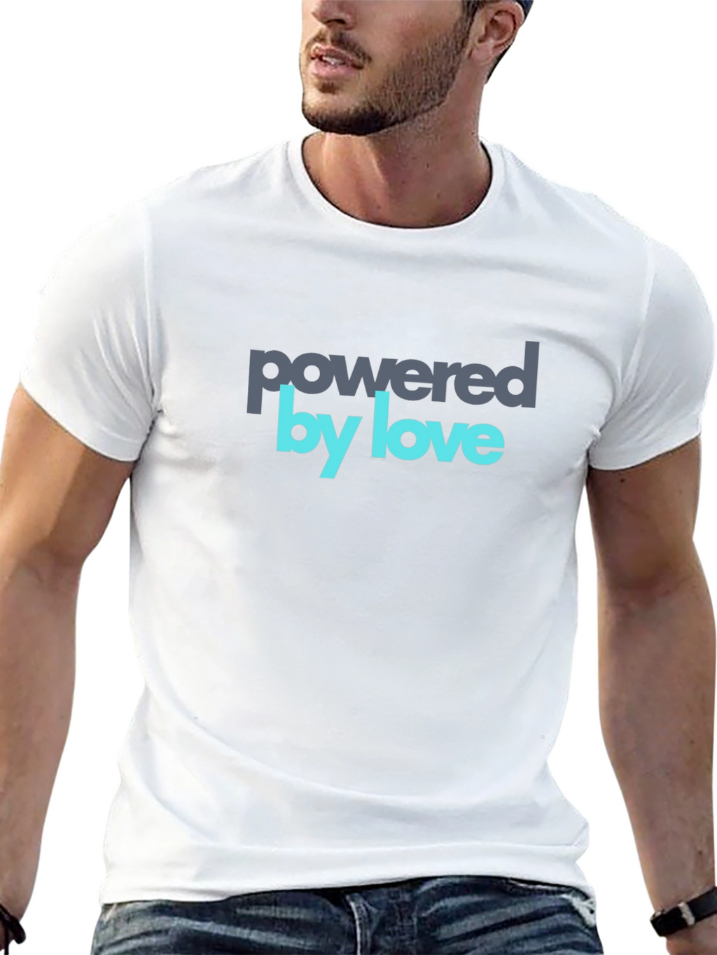 Powered by Love Graphic Tee - Soft Cotton Blend