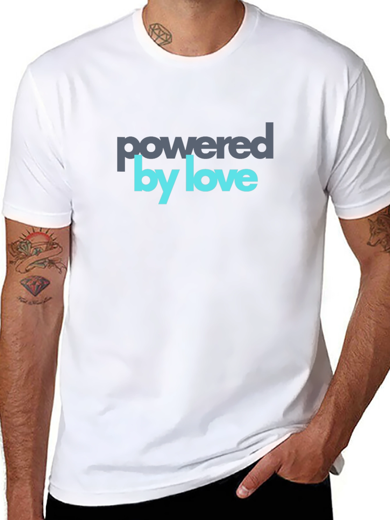 Powered by Love Graphic Tee - Soft Cotton Blend