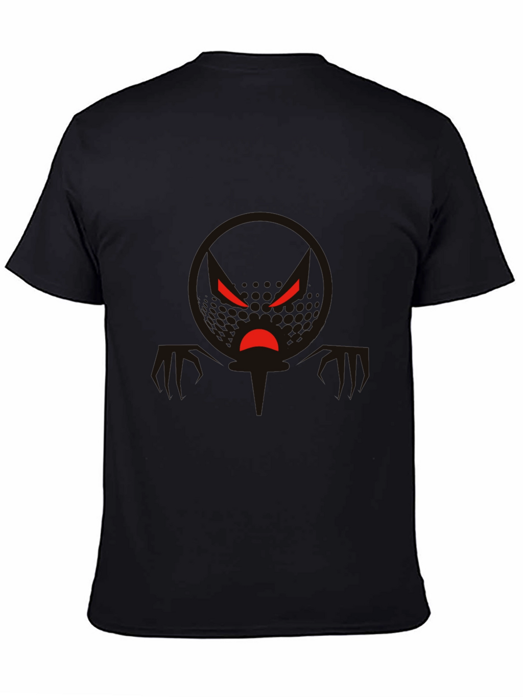 Mens Black Graphic Tee - Angry Face Design