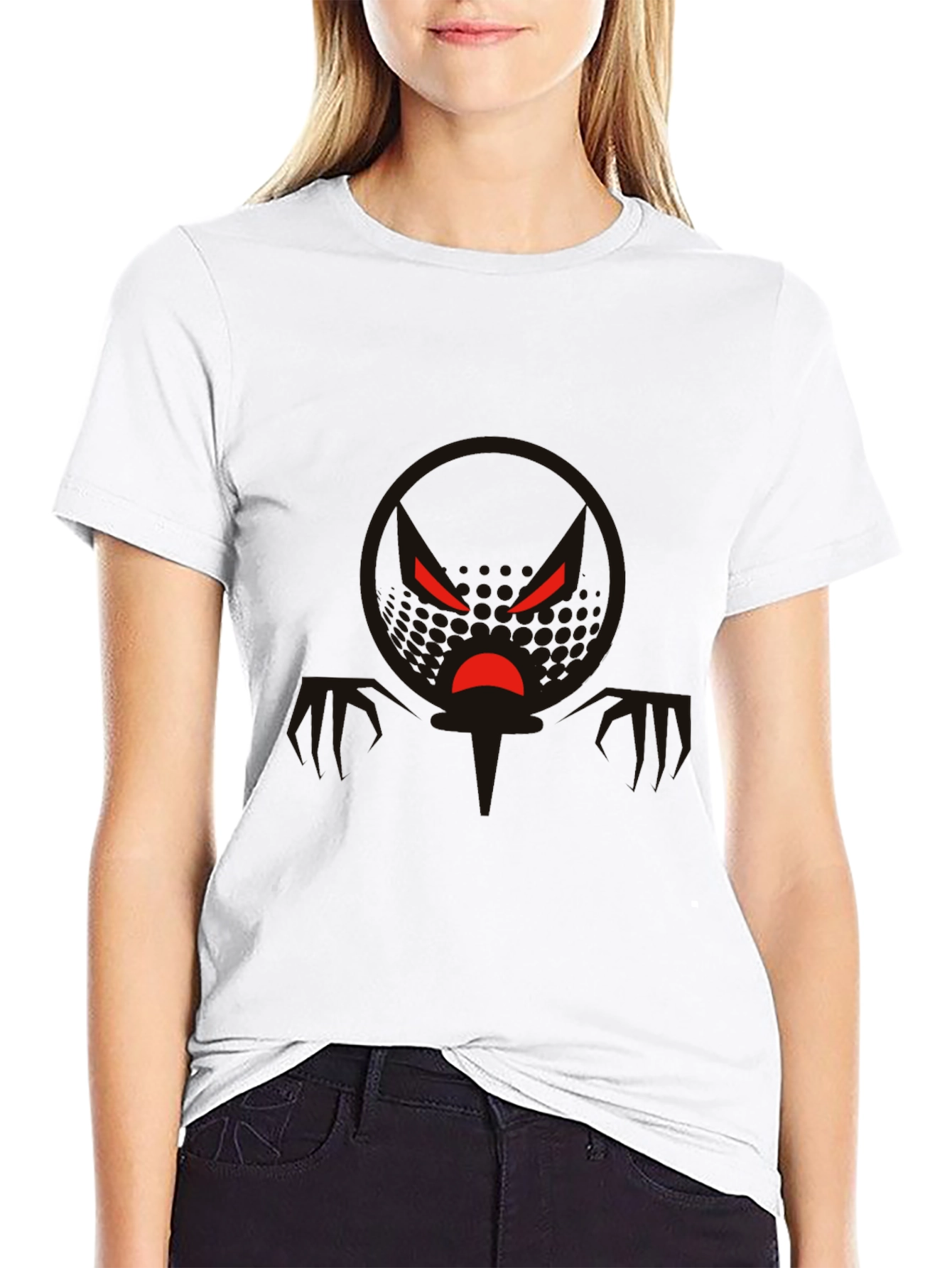 Mens Black Graphic Tee - Angry Face Design