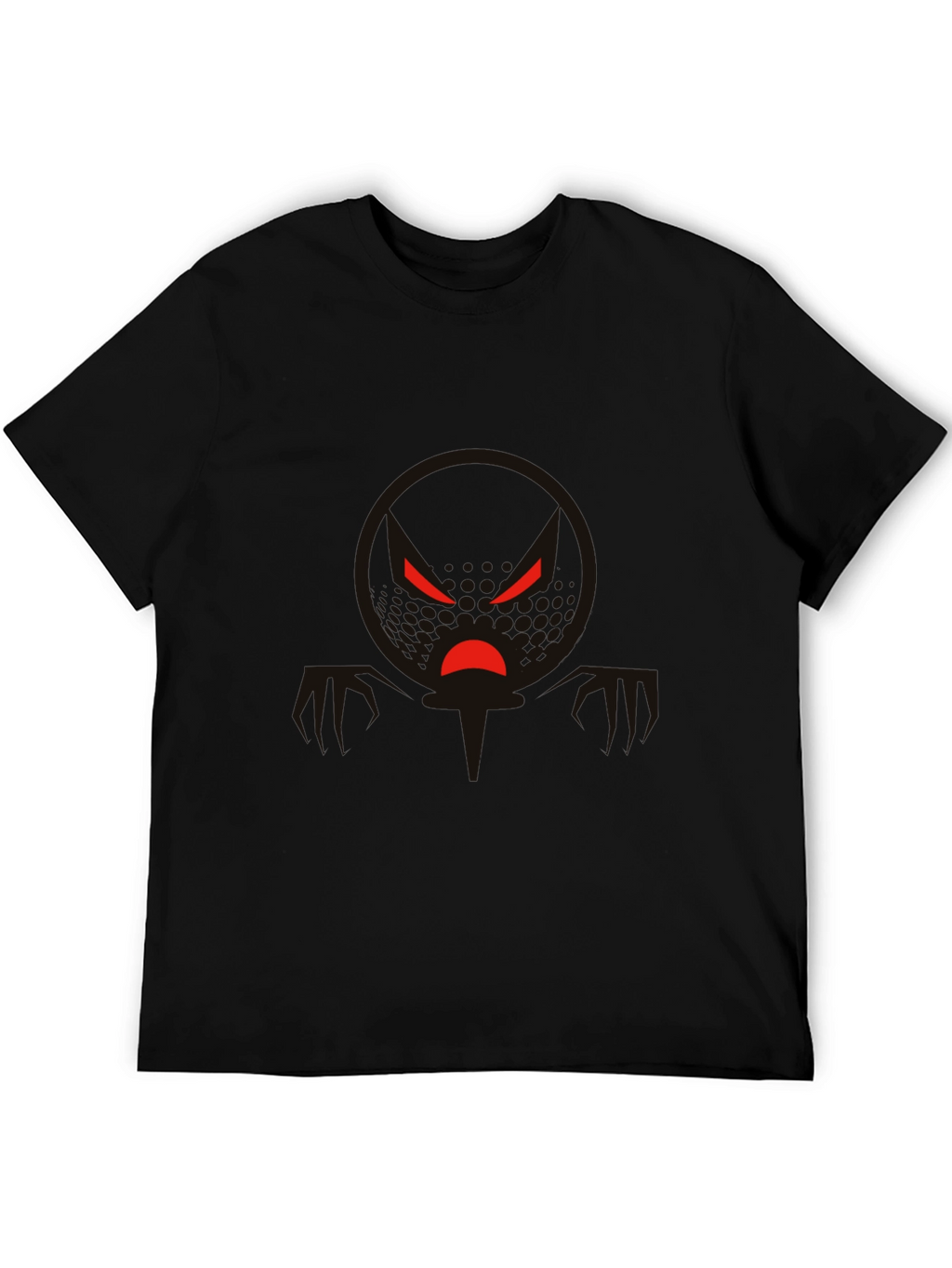 Mens Black Graphic Tee - Angry Face Design