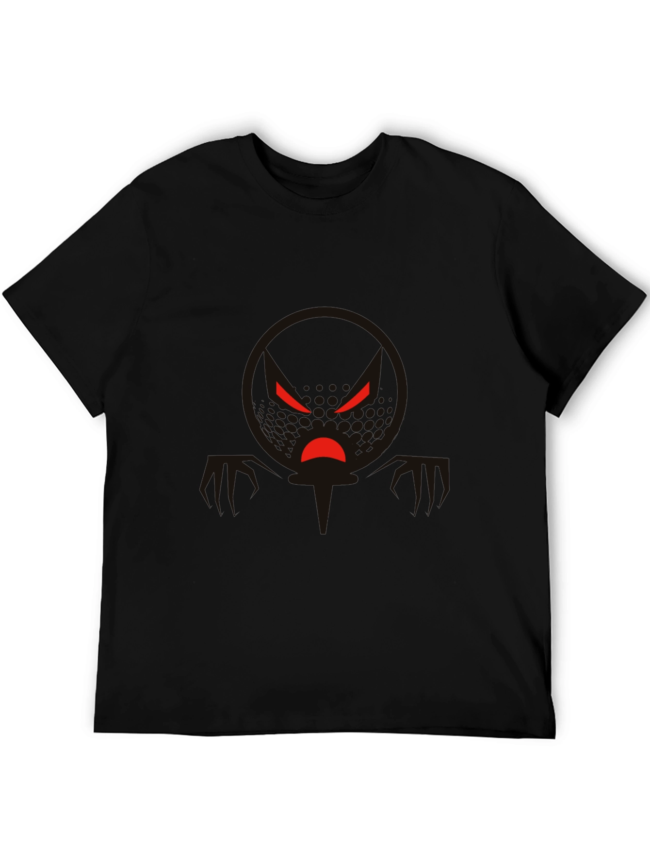 Mens Black Graphic Tee - Angry Face Design