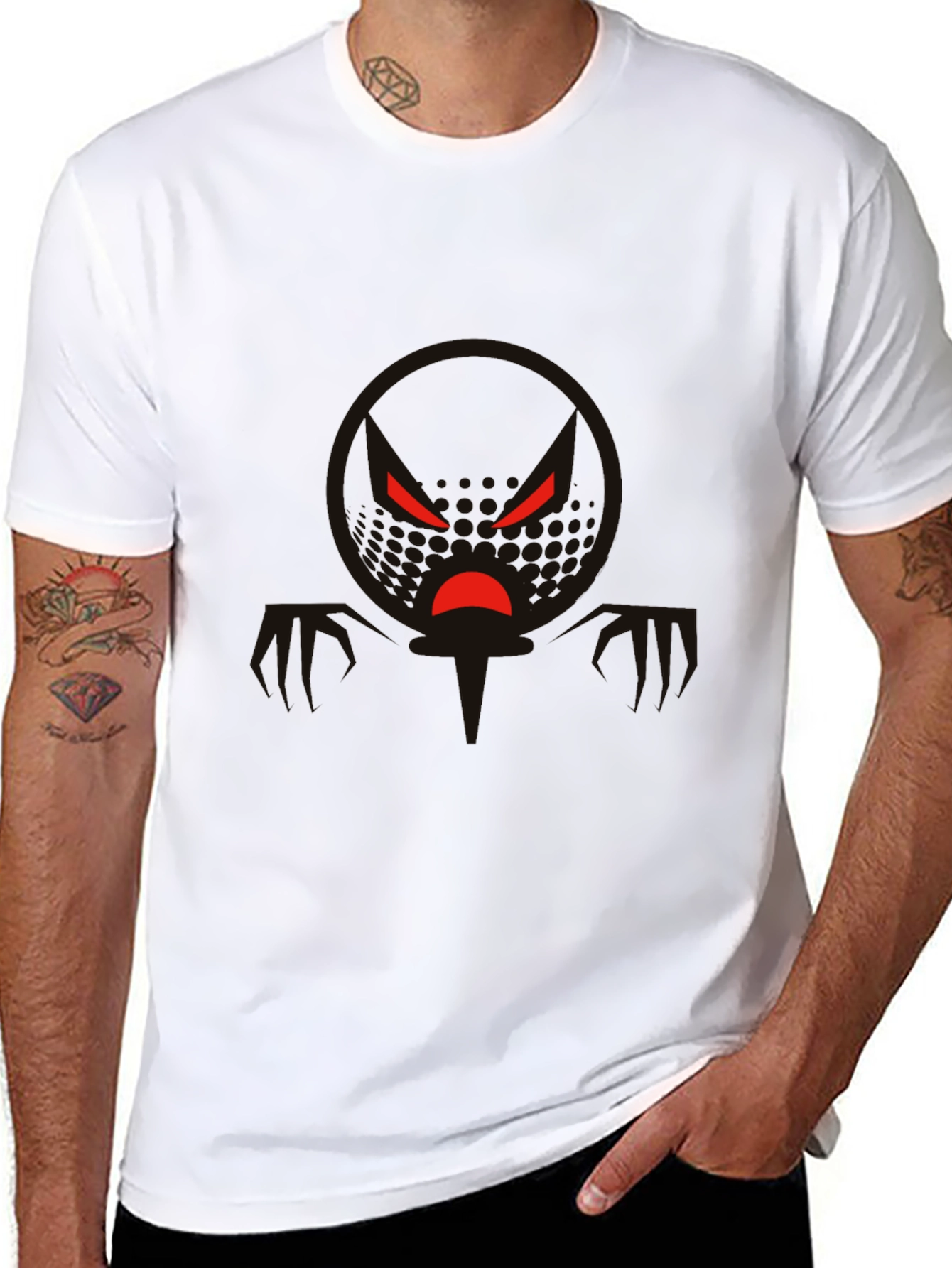 Mens Black Graphic Tee - Angry Face Design