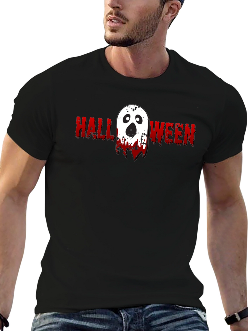 Halloween Ghost Graphic Tee - Spooky Season Shirt