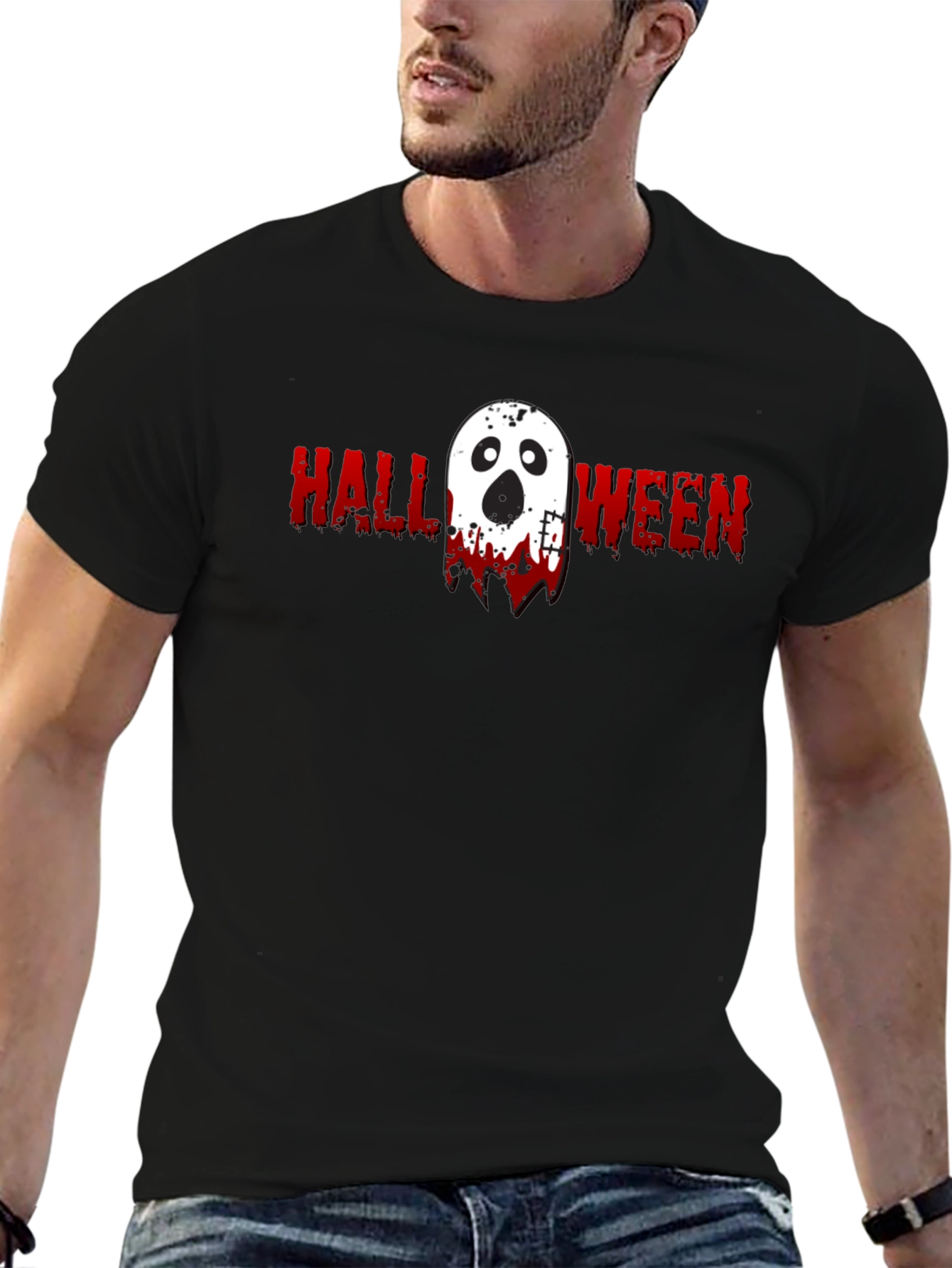 Halloween Ghost Graphic Tee - Spooky Season Shirt