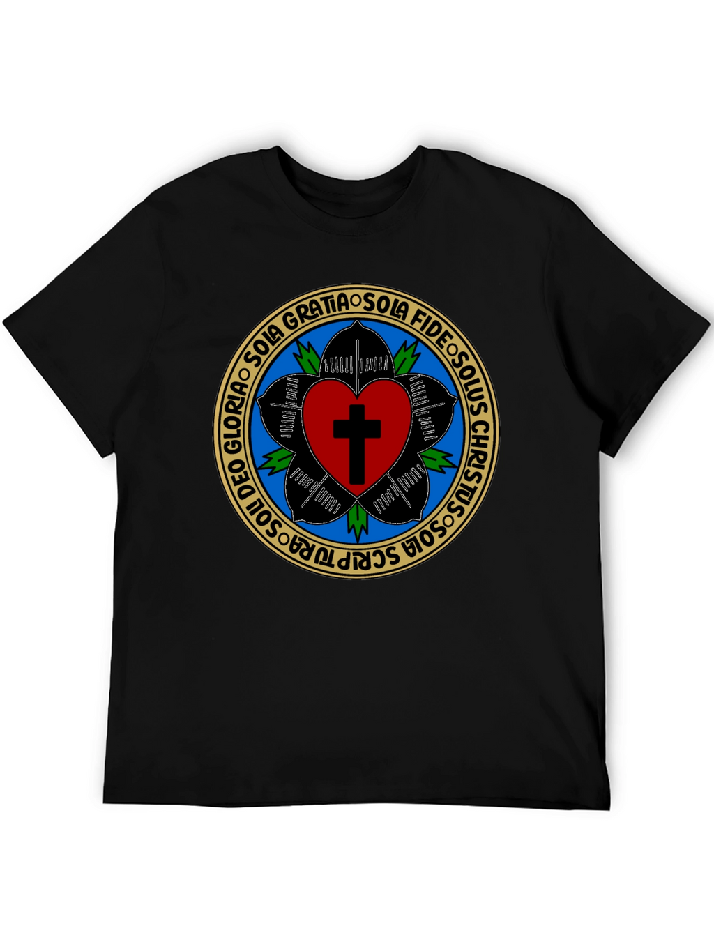 Luther Rose T-Shirt - Black Christian Reformation Tee