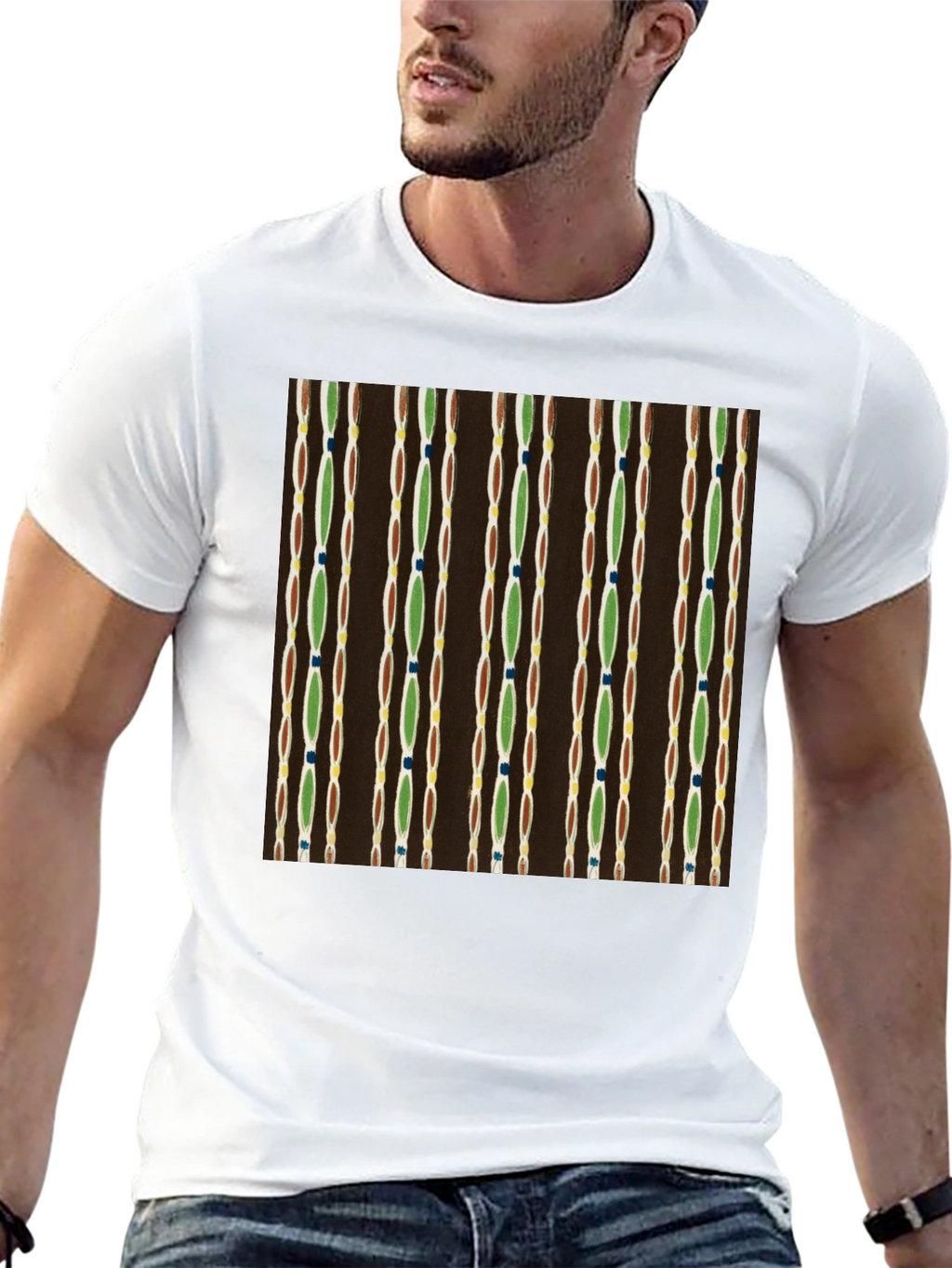 Retro Pattern Black Cotton Tee