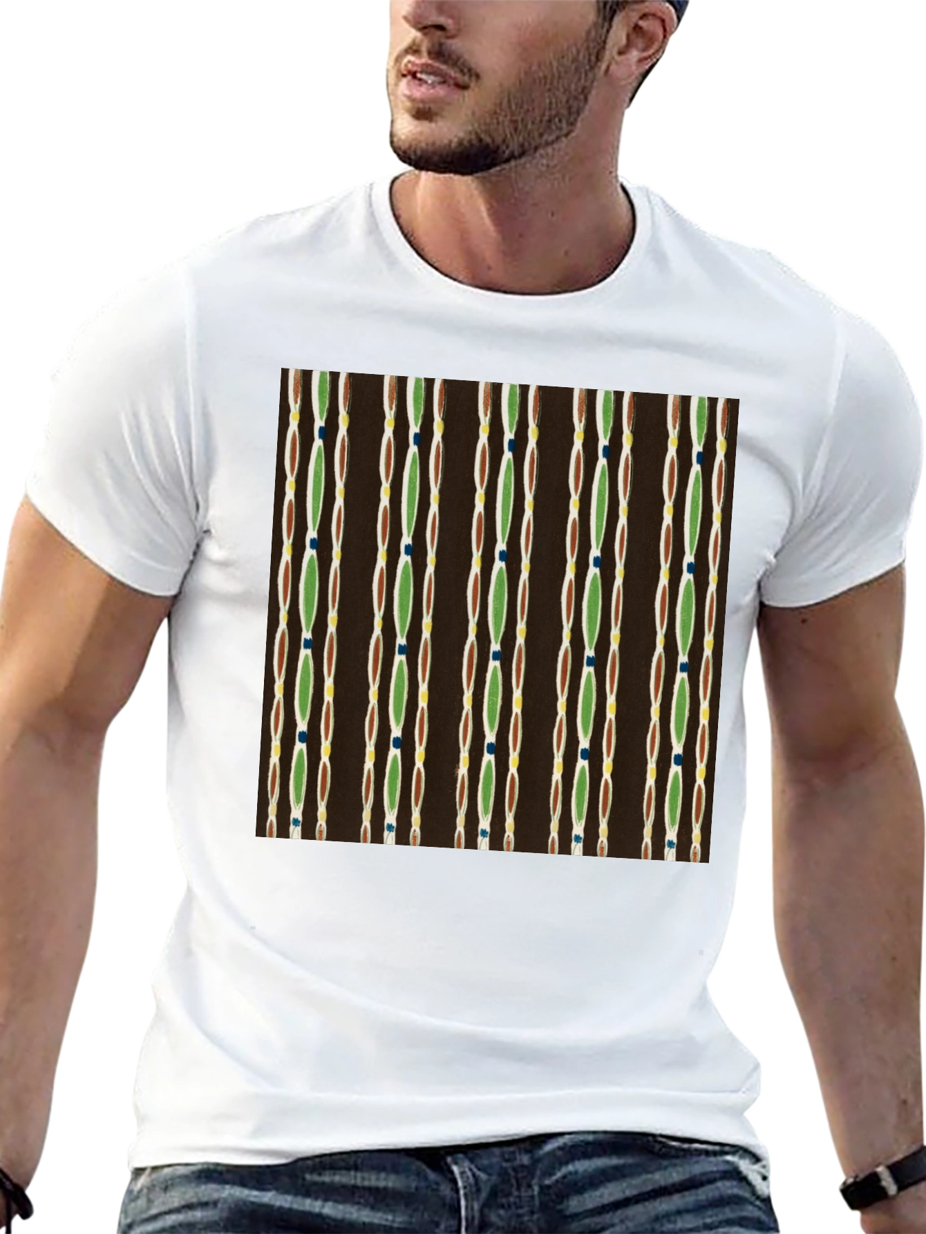 Retro Pattern Black Cotton Tee