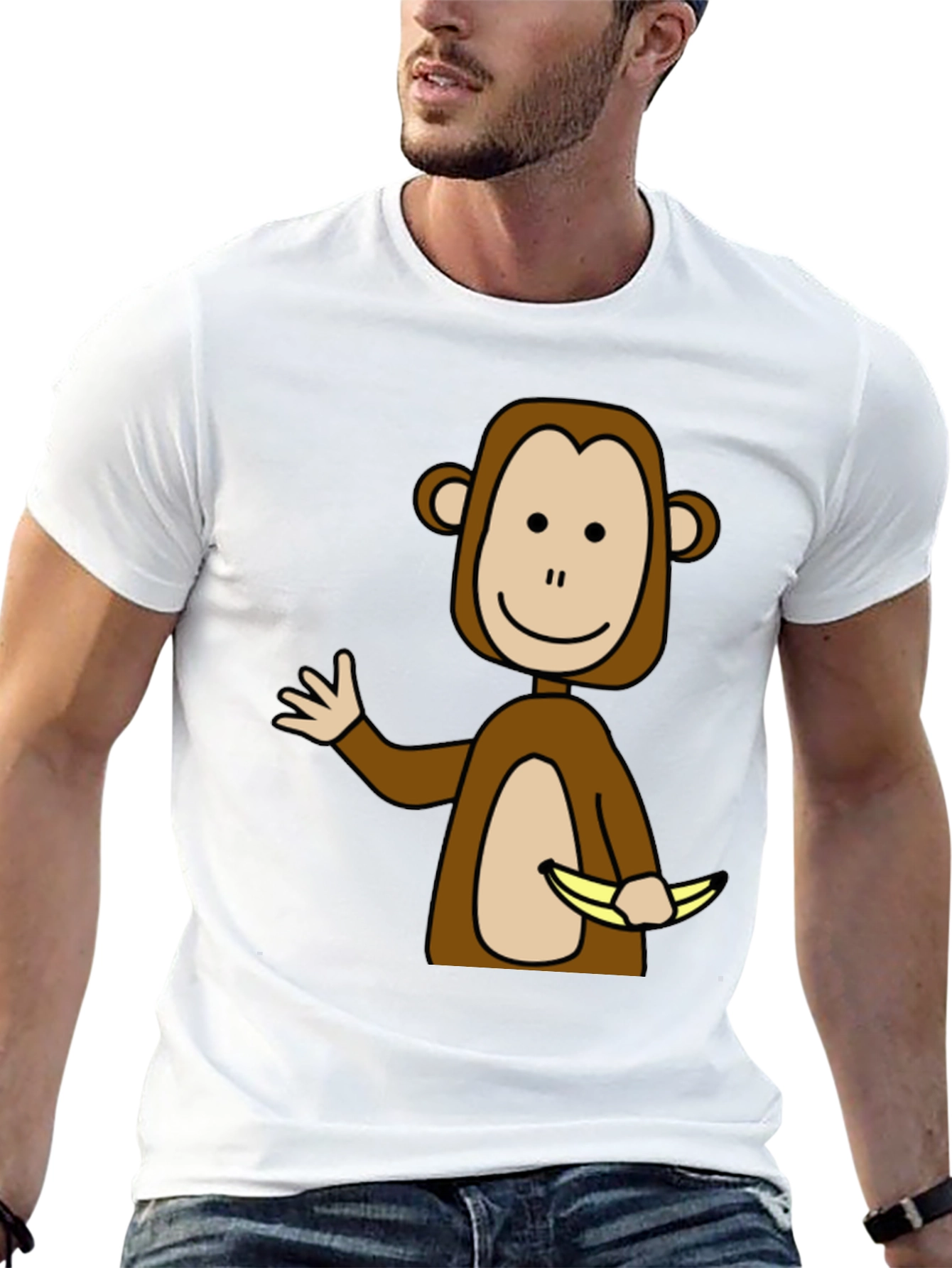 Monkey with Bananas Graphic T-Shirt - Black Casual Tee