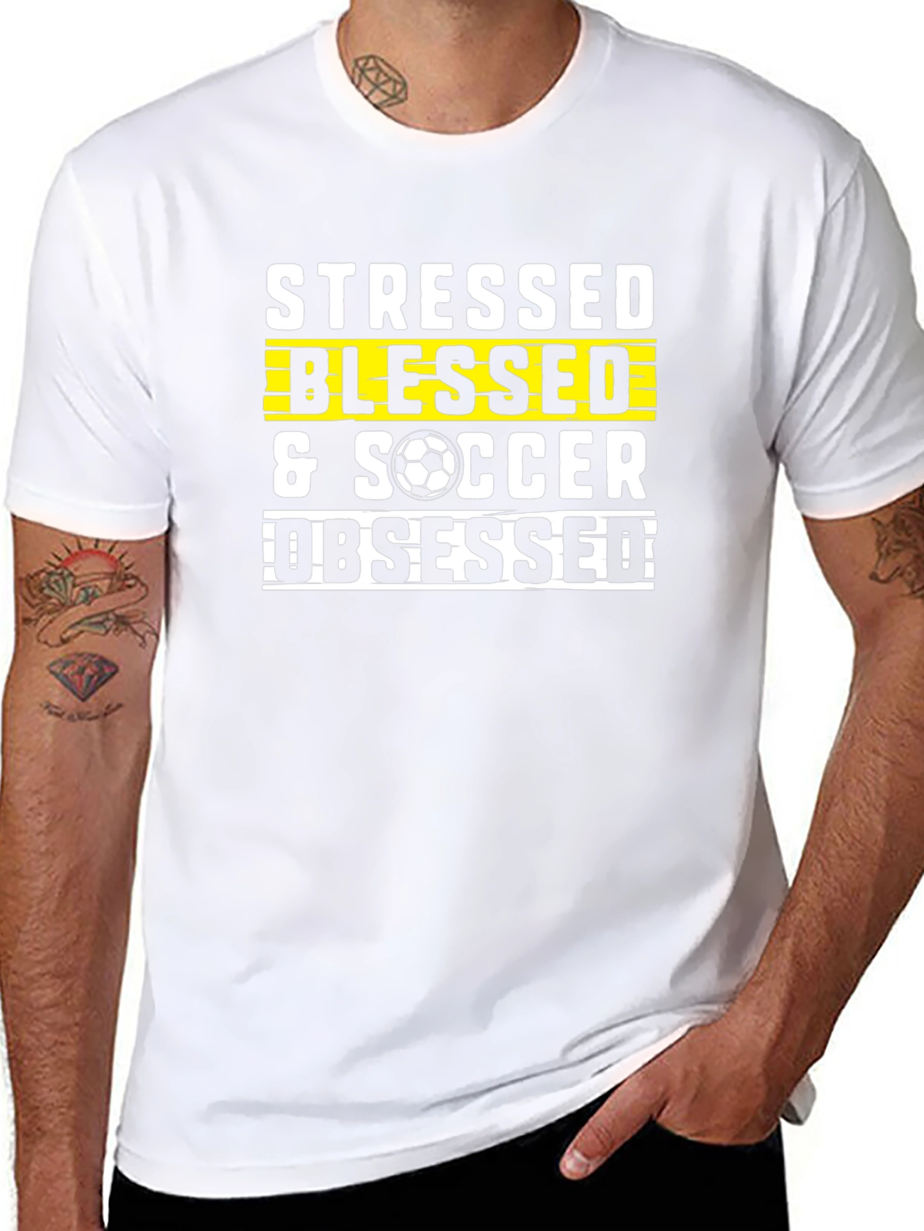 Stressed Blessed Soccer Obsessed Graphic T-Shirt