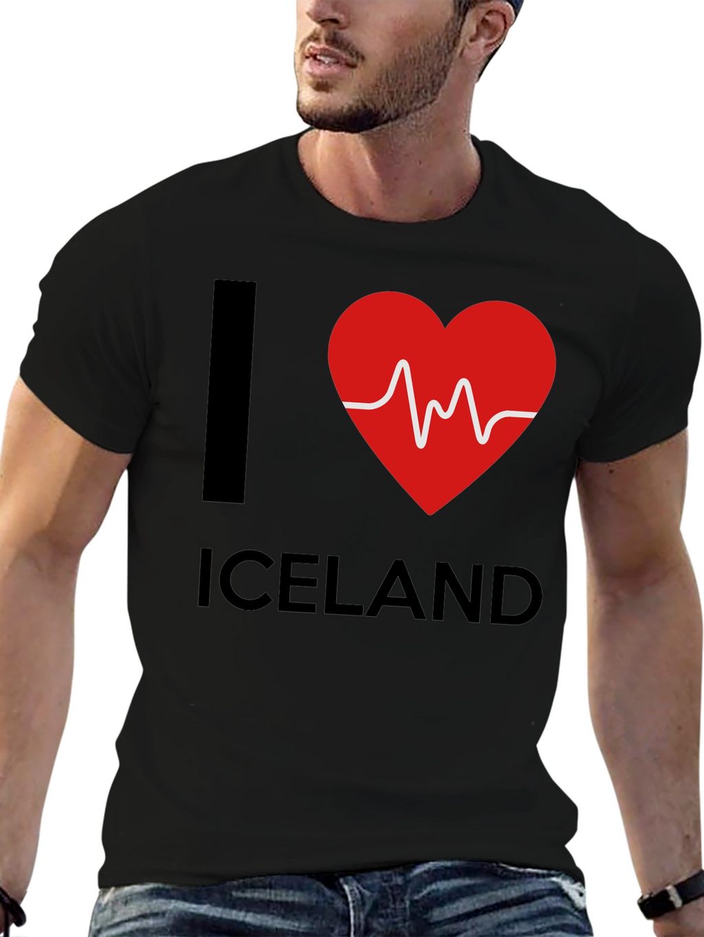 I Love Iceland T-Shirt - Heartbeat Design