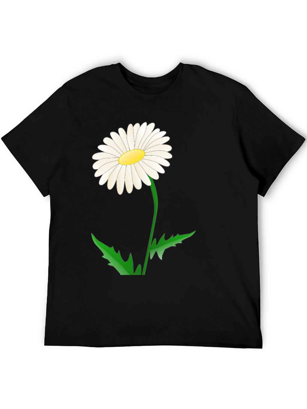 Daisy Flower Graphic Tee - Black Cotton Blend