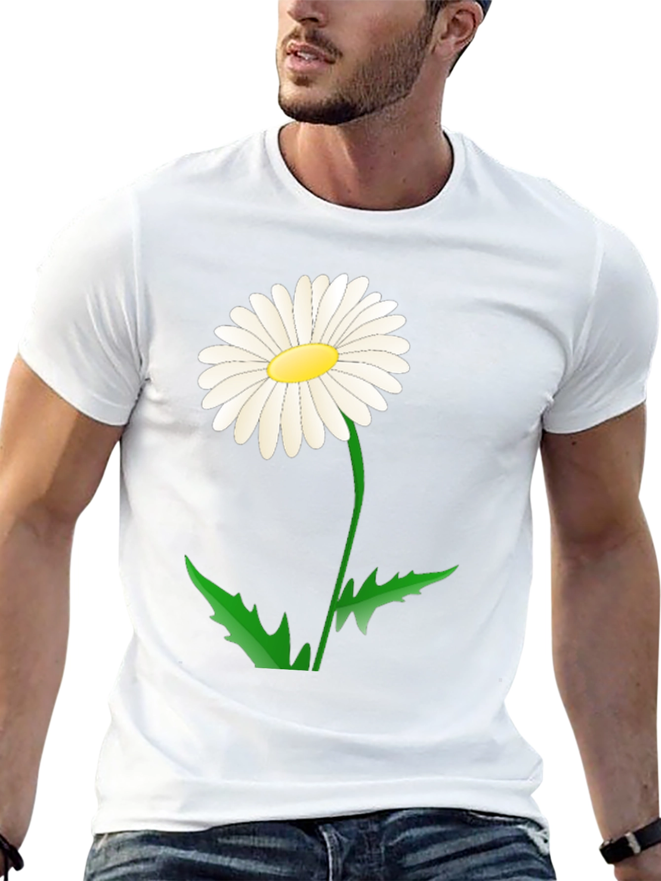 Daisy Flower Graphic Tee - Black Cotton Blend