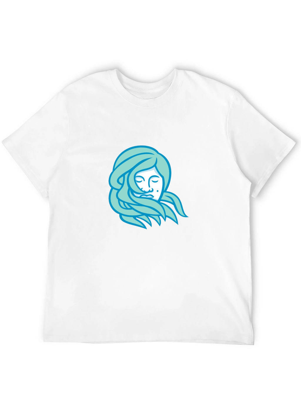Black T-Shirt with Light Blue Woman Portrait