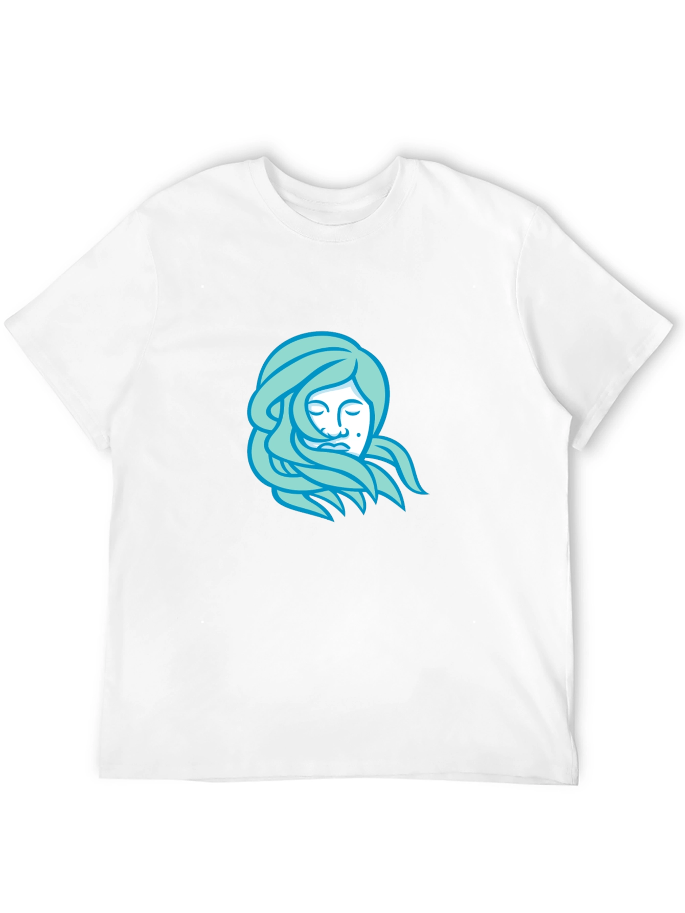 Black T-Shirt with Light Blue Woman Portrait