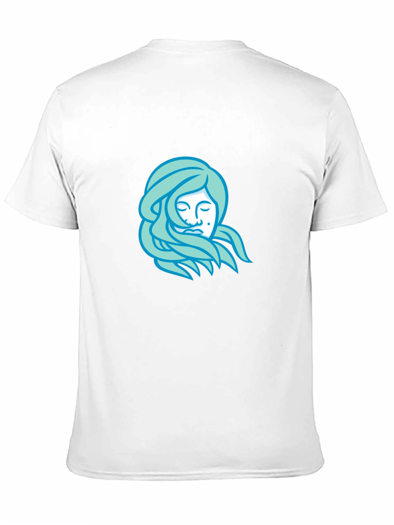Black T-Shirt with Light Blue Woman Portrait