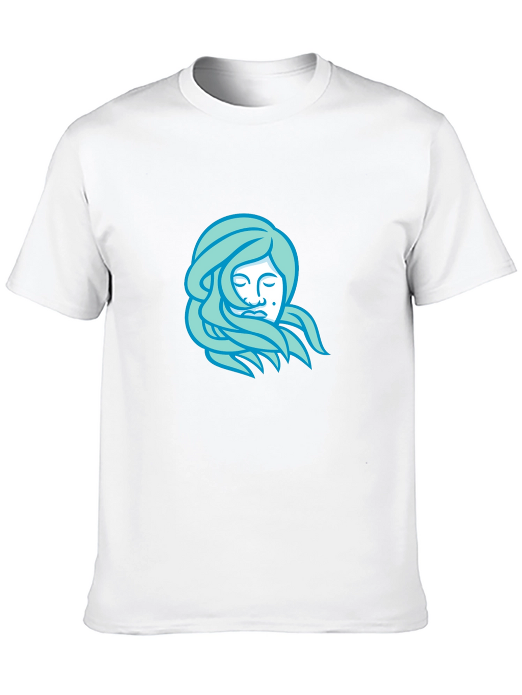 Black T-Shirt with Light Blue Woman Portrait
