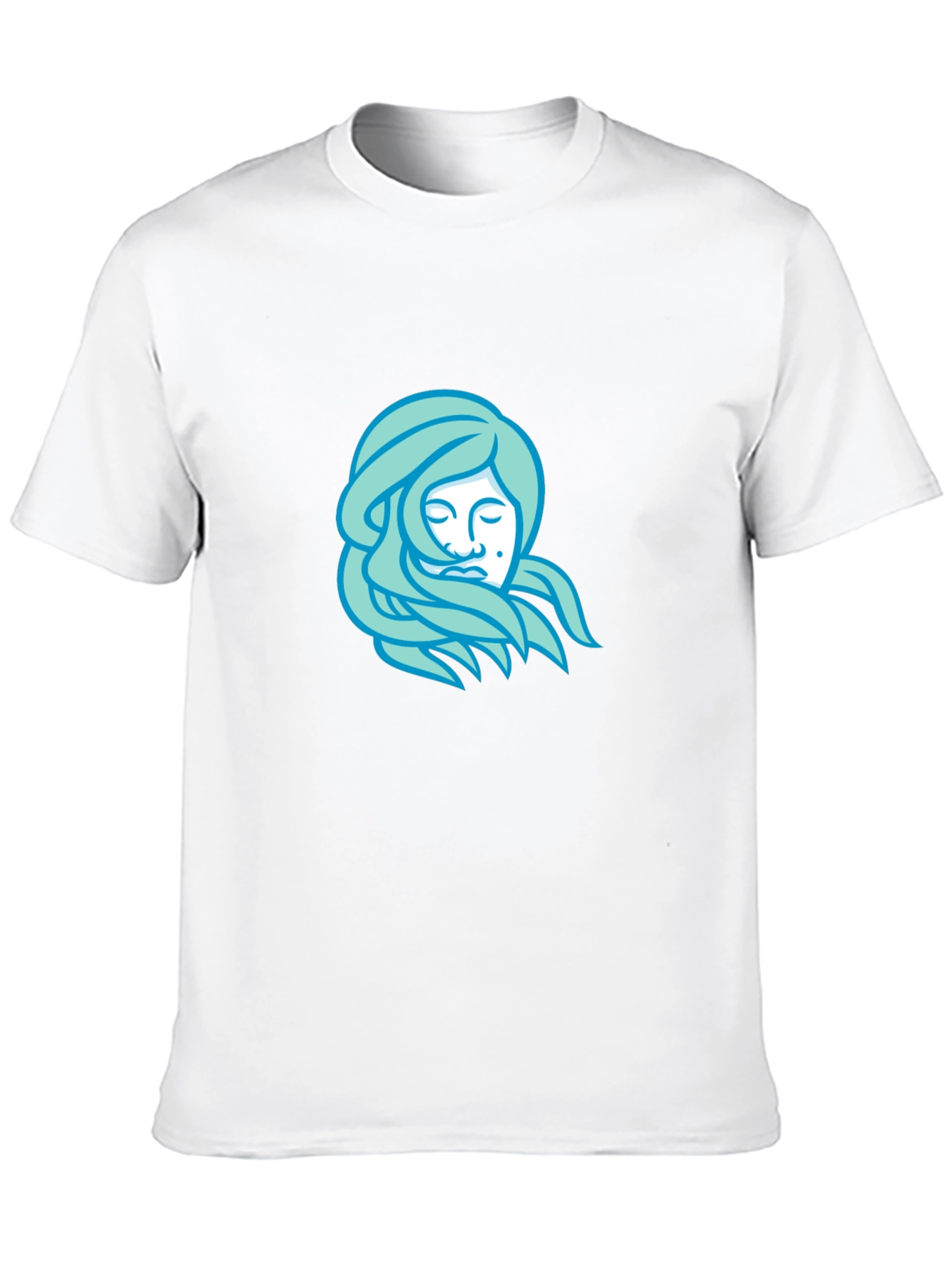 Black T-Shirt with Light Blue Woman Portrait