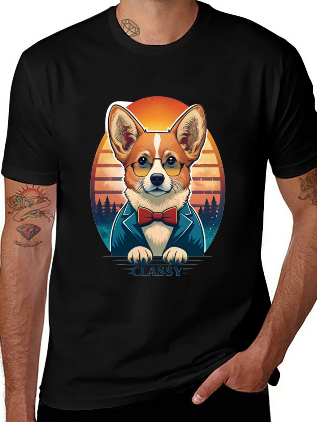 Classy Corgi T-Shirt: Gentleman Dog Design