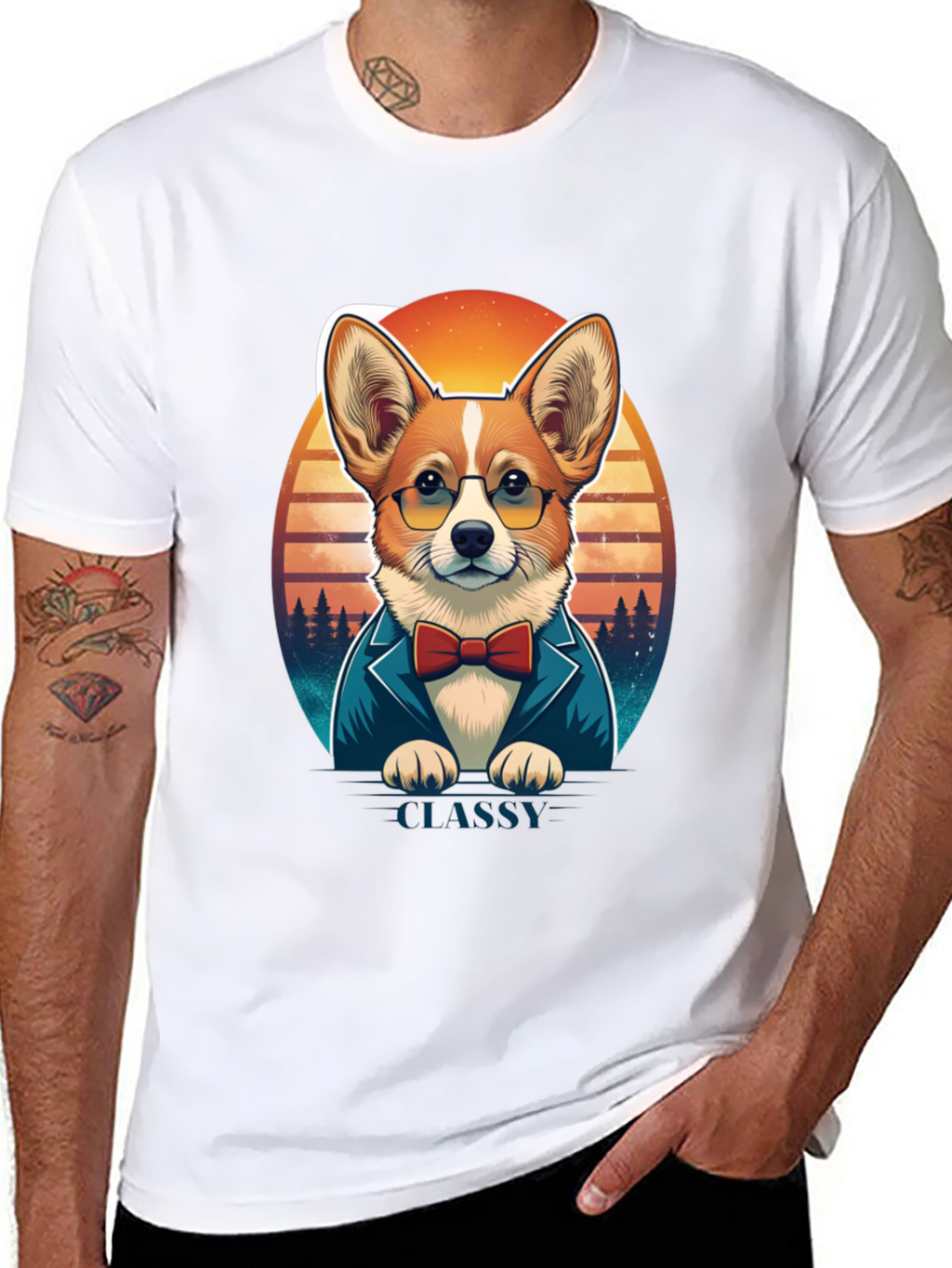 Classy Corgi T-Shirt: Gentleman Dog Design