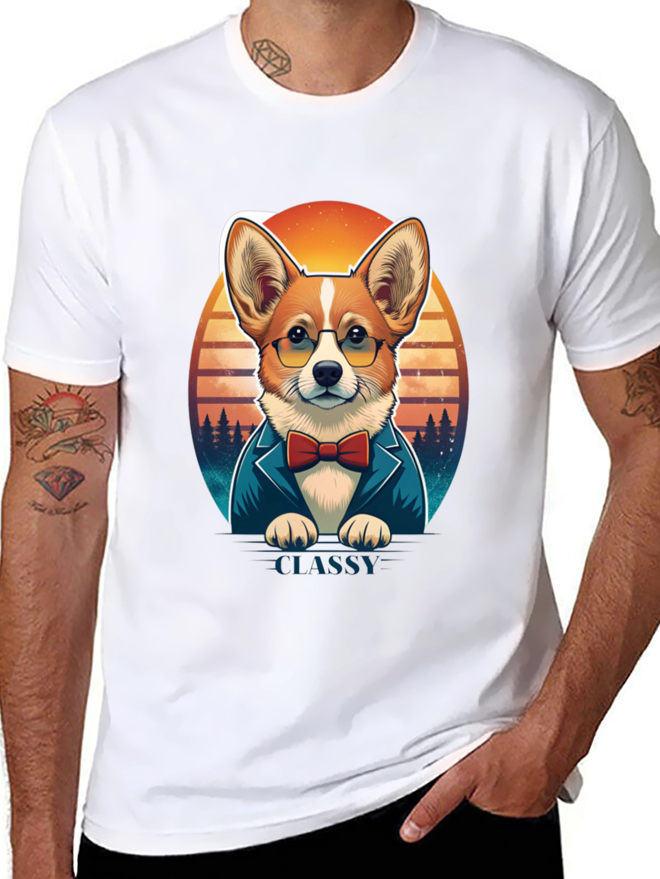 Classy Corgi T-Shirt: Gentleman Dog Design