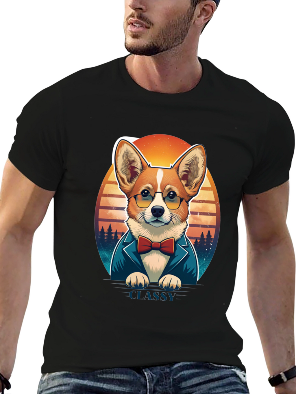 Classy Corgi T-Shirt: Gentleman Dog Design