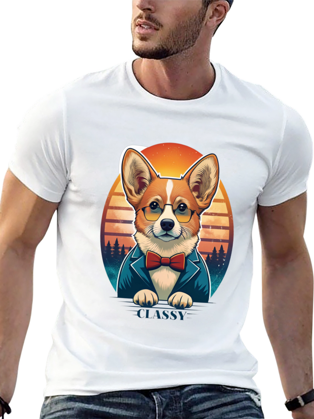 Classy Corgi T-Shirt: Gentleman Dog Design