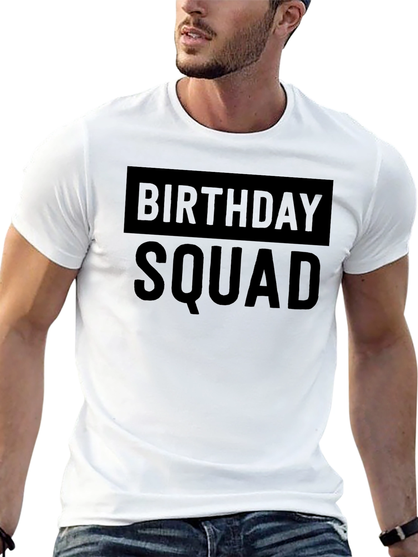 Birthday Squad Graphic Tee - Black Cotton T-Shirt
