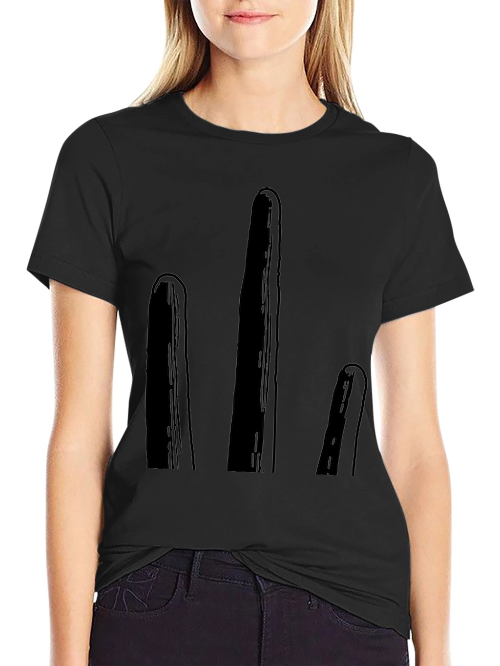 Minimalist Black Cactus T-Shirt