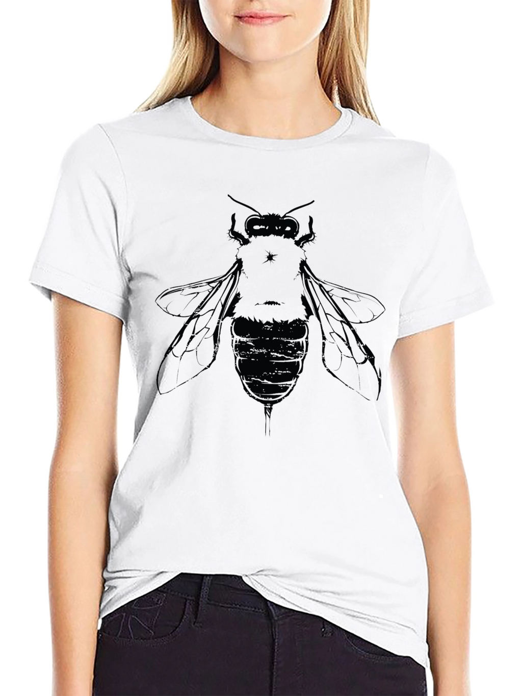 Mens Black Graphic T-Shirt with Bee Design
