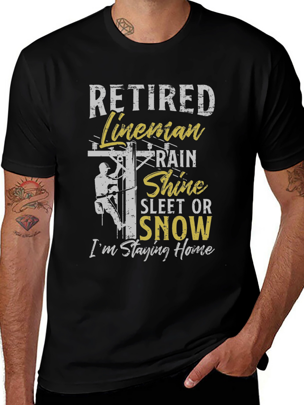 Retired Lineman T-Shirt - Stay Home