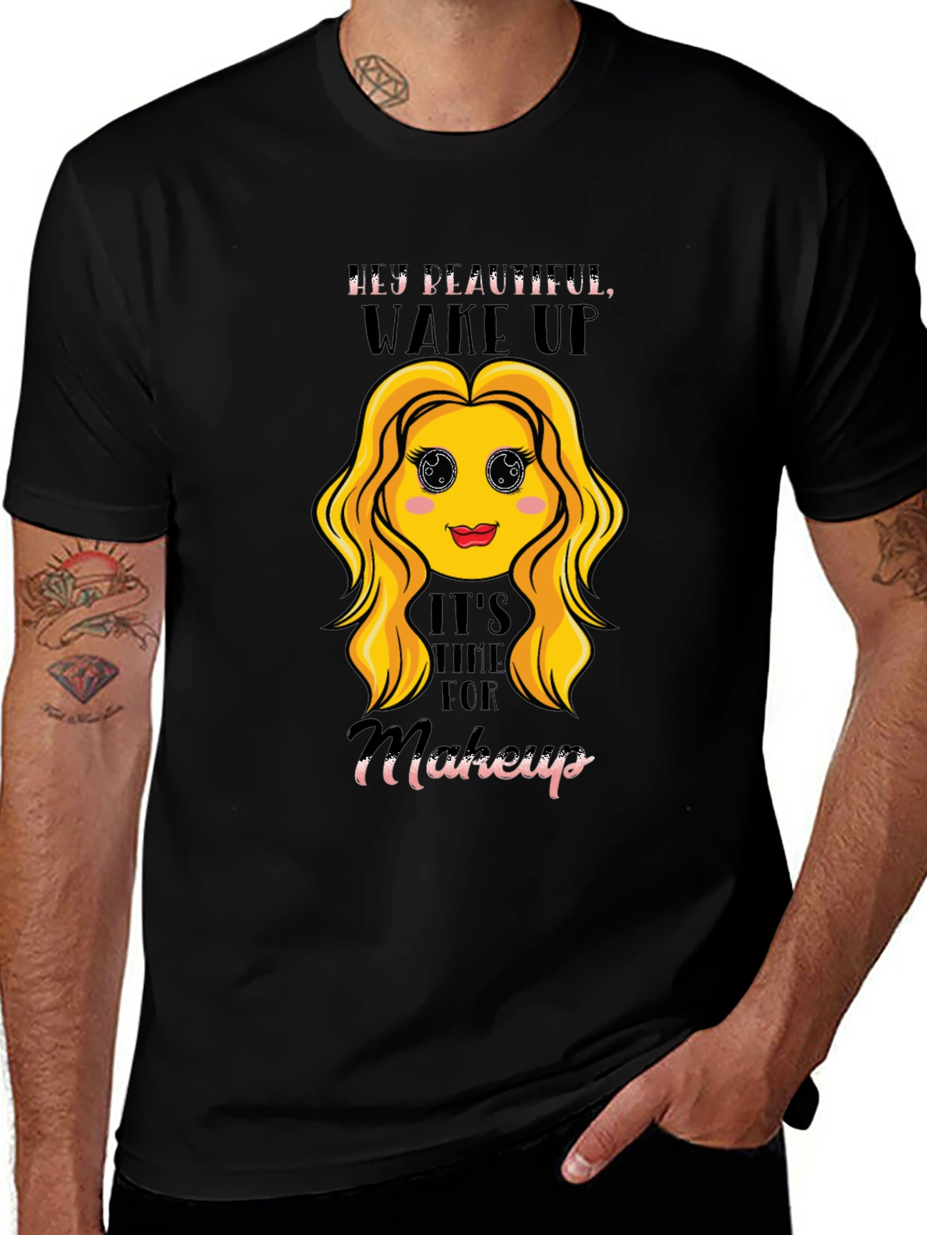 Hey Beautiful Makeup Time Graphic Tee